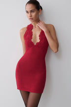 Bohdie Crochet Halter Mini Dress - Pomegranate
