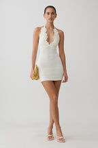 Bohdie Crochet Halter Mini Dress - Ivory