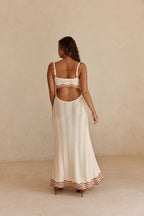 Cream Wavy Cotton Knit Maxi Cielo Dress