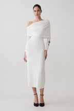Corinna Modal One Shoulder Midi Dress - White