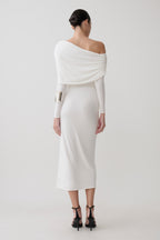 Corinna Modal One Shoulder Midi Dress - White