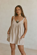 Beige Bow Boxy Wrenley Dress