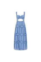 Blue Cotton Cutwork Flouncy Maxi Camilla Dress