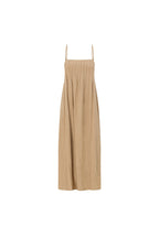 Tan Pin Tuck Pleat Maxi Ada Dress