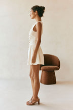 Cream Button-Up Mini Alfresco Dress