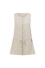 Beige Button Up Mini Alianna Dress