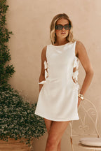 White Cut Out Bow Mini Mimi Dress