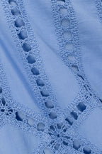 Blue Cotton Cutwork Flouncy Maxi Camilla Dress