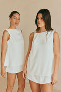 White Silky Layered Mini Laven Dress