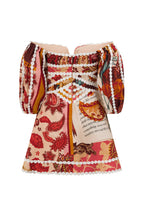 Red Floral Barocca Print Off Shoulder Mini Issa Dress