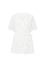 White Short Sleeve Wrap Mini Eliza Dress
