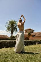 Stone Grey Backless Maxi Mahya Dress