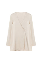 Beige Long Sleeve Mini Wrap Asoka Dress