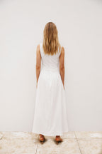 White Button Split Maxi Odessa Dress
