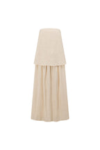 Beige Boxy Pleated Maxi Aviana Dress
