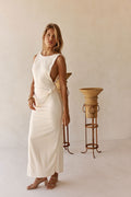 Cream Backless Maxi Hart Dress