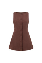 Chocolate Brown Button Flared Mini Graylee Dress