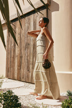 Khaki Green Panel Maxi Daleyza Dress