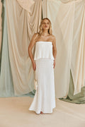 White Vintage Crochet Knit Strapless Maxi Maria Dress