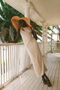 Beige Wrap Fitted Maxi Eliana Dress