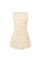 Cream Ruched Button Mini Alchemy Dress