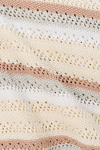 Cream Stripe Knit Long Sleeve Mini Veya Dress
