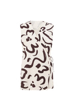 Cream Floral Fleur Lines Print V Neck Mini Amaya Dress