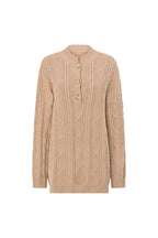 Tan Knit Long Sleeve Collar Mini Kaylan Dress
