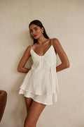 White Plunge Strappy Mini Kira Dress