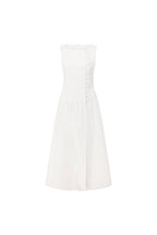 White Button Split Maxi Odessa Dress