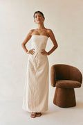 Beige Strapless Maxi Miley Dress