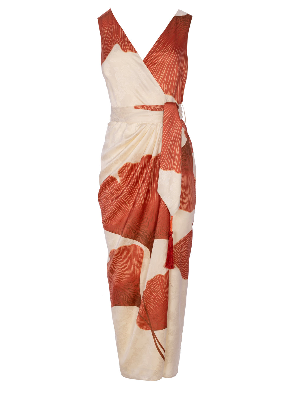 ARIEL GINKGO - Vestido Wrap Jacquard Maxi Estampado flor, perfecto para invitadas de boda y fiesta spring summer. MIOH es la marca de vestidos de invitada de boda y fiesta de referencia en España