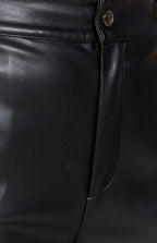 Black high-waisted PU pants with a relaxed straight leg fit