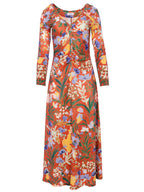 EMILIA - Vestido punto reversible estampado floral, de fiesta e invitada de boda y evento primavera verano. MIOH es la marca española de vestidos de fiesta para invitadas de boda más de moda en España