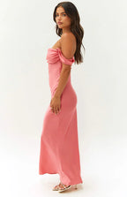 Ella Pink Off Shoulder Maxi Dress