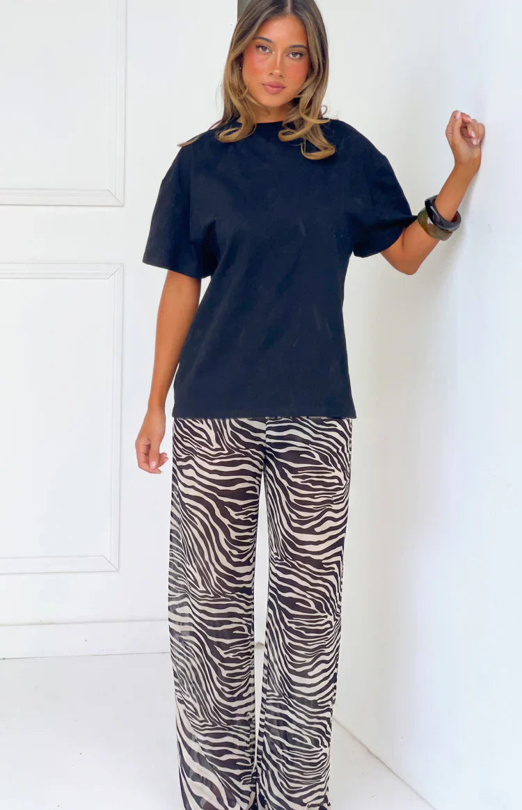 Joplin Black Sheer Zebra Print Pants - PRE ORDER