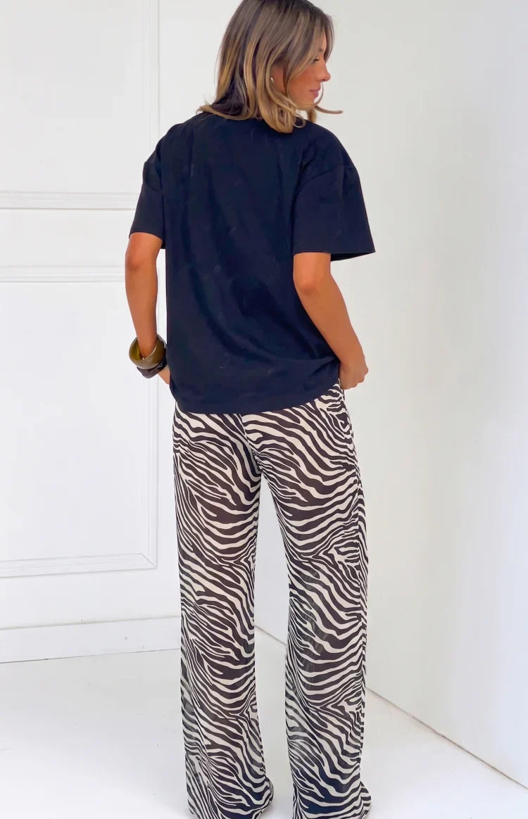 Joplin Black Sheer Zebra Print Pants - PRE ORDER