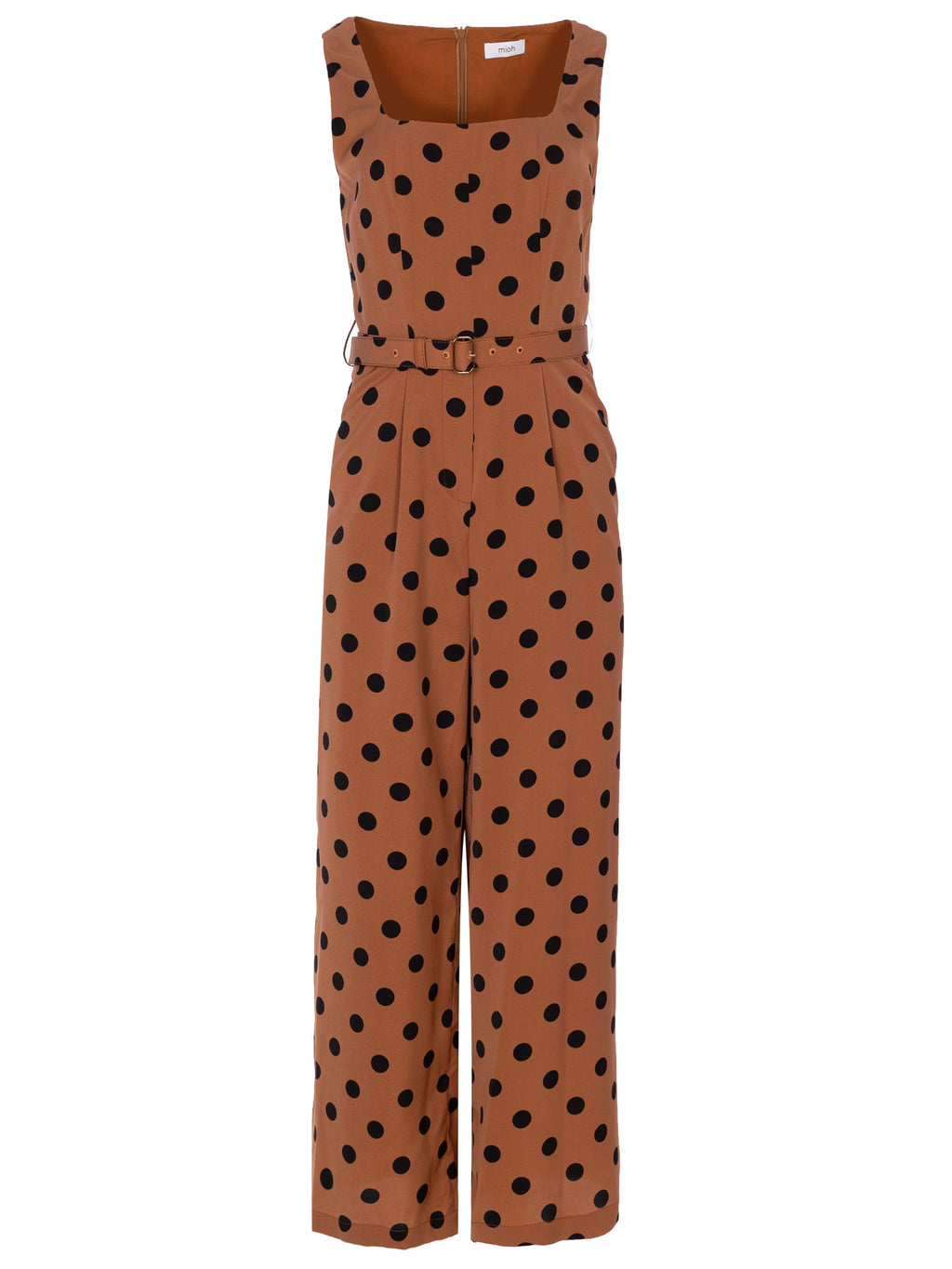 LORENZO DOTS - Mono escote cuadrado de lunares marrón y negro, para ser la invitada de boda perfecta y fiesta esta primavera verano. MIOH es la marca de vestidos de invitada de boda y fiesta de referencia en España
