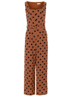 LORENZO DOTS - Mono escote cuadrado de lunares marrón y negro, para ser la invitada de boda perfecta y fiesta esta primavera verano. MIOH es la marca de vestidos de invitada de boda y fiesta de referencia en España