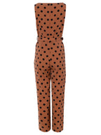 LORENZO DOTS - Mono escote cuadrado de lunares marrón y negro, para ser la invitada de boda perfecta y fiesta esta primavera verano. MIOH es la marca de vestidos de invitada de boda y fiesta de referencia en España