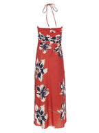 OPHELIA FLOWERS - Vestido estampado flores anudado al cuello midi, para invitadas de boda, fiesta y eventos de primvera y verano. MIOH es la marca que eligen las influencers de España para sus eventos, como bodas y fiestas
