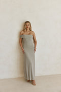 Grey Off Shoulder Maxi Danika Dress