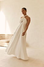 White Cross Neck Halter Laxi Oliviera Dress