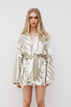 Palm Green Long Sleeve Mini Shirt Adele Dress
