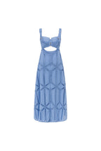 Blue Cotton Cutwork Flouncy Maxi Camilla Dress