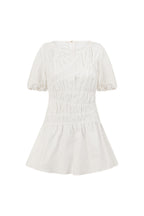 White Cotton Ruched Mini Lou Dress