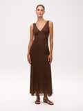 BEATRICE BROWN - Vestido tirantes punto con falda de godets, para invitadas de boda, fiesta y eventos de primvera y verano. MIOH es la marca española de vestidos de fiesta para invitadas de boda más de moda en España