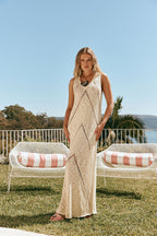 Cream V Neck Maxi Alita Dress