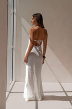 White Knit Strapless Maxi Kamari Dress