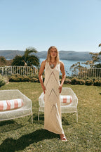 Cream V Neck Maxi Alita Dress